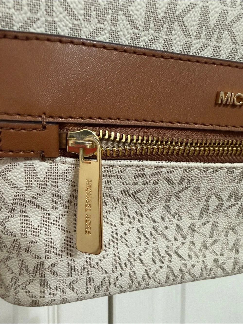 Michael Kors Beige and Brown Logo Mini Backpack